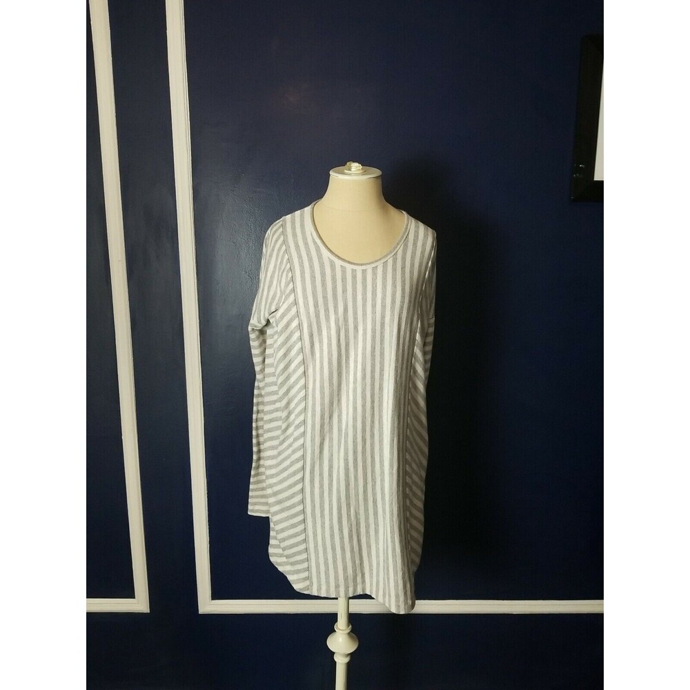 Theory Designer Sweater100% cotton Tunic Pullover Crewneck M Off White & Grey